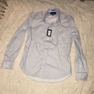 💙 NWT Mens Report Collection Blue & White Striped Dress Shirt